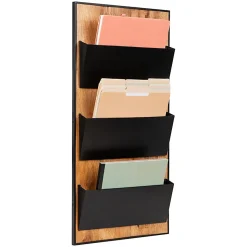 Mind Reader 3-Tier Wall-Mounted File Organizer, 32-1/4"H x 16"W x 3"D, Black