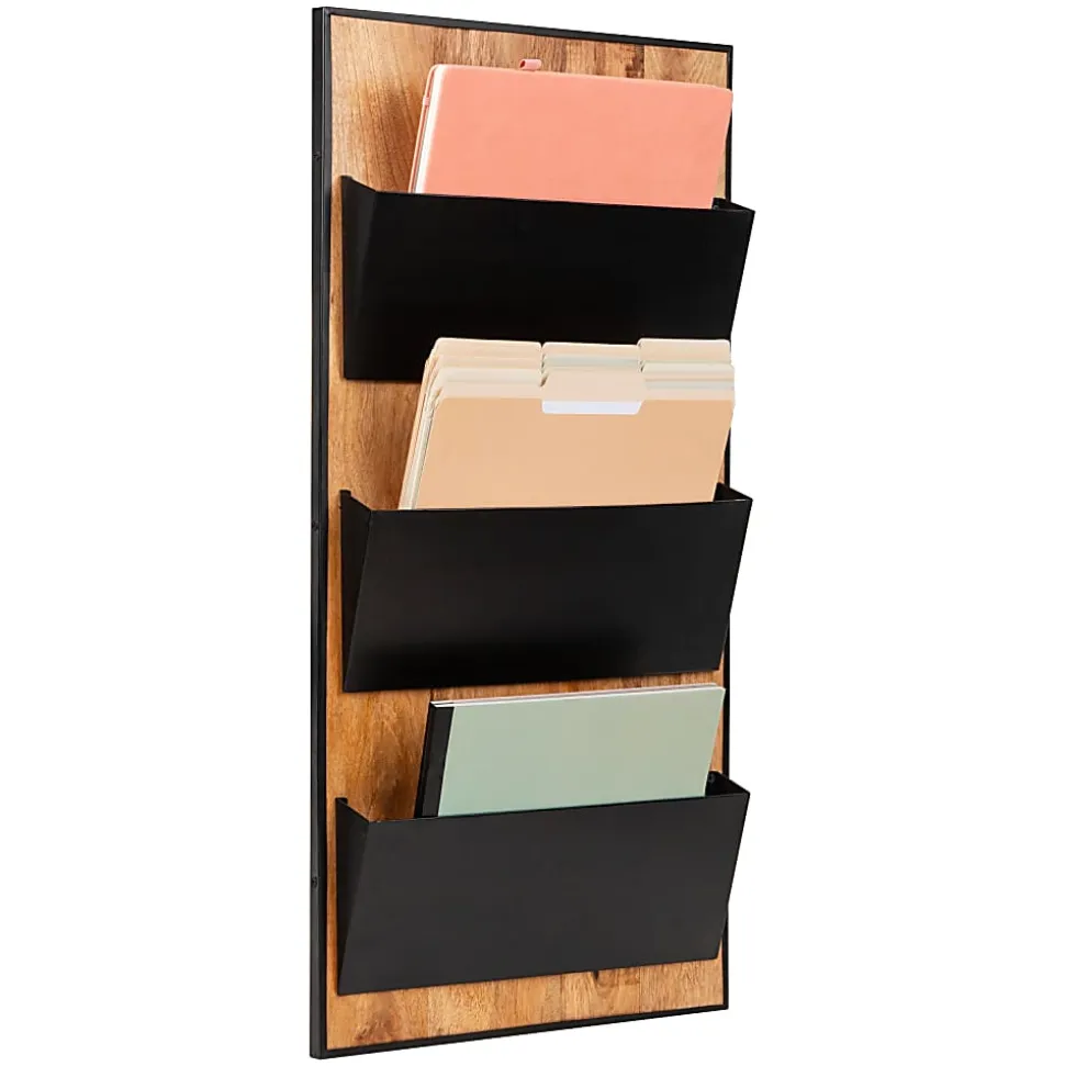 Mind Reader 3-Tier Wall-Mounted File Organizer, 32-1/4"H x 16"W x 3"D, Black