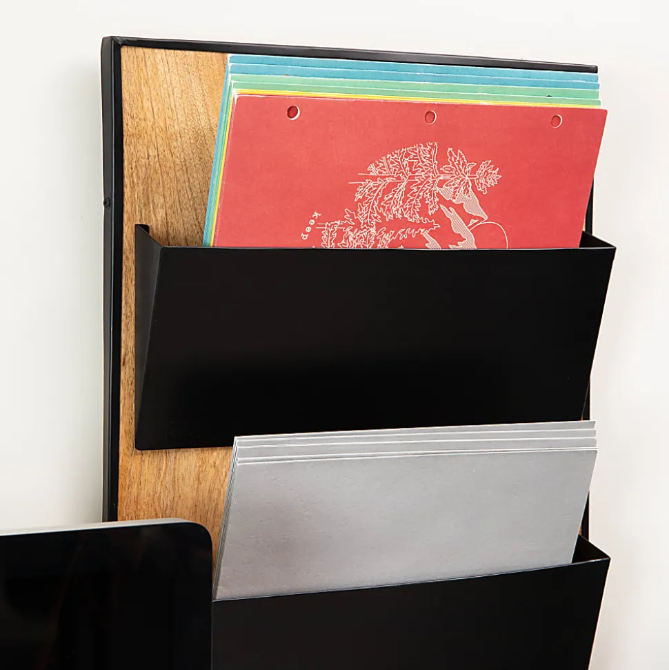 Mind Reader 3-Tier Wall-Mounted File Organizer, 32-1/4"H x 16"W x 3"D, Black