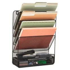 Mind Reader 4-Tier Wall Mount Vertical File Storage with Drawer, 16-1/2