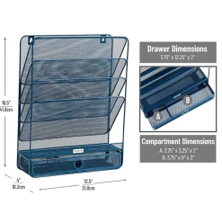 Mind Reader 4-Tier Wall Mount Vertical File Storage With Drawer, 16-1/2