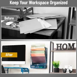 Mind Reader 4-Tier Wall Mount Vertical File Storage With Drawer, 16-1/2