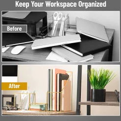 Mind Reader Vertical Glass File Holder, 11”H x 9-1/2”W x 4”D, Clear/Copper, Total Qty 1
