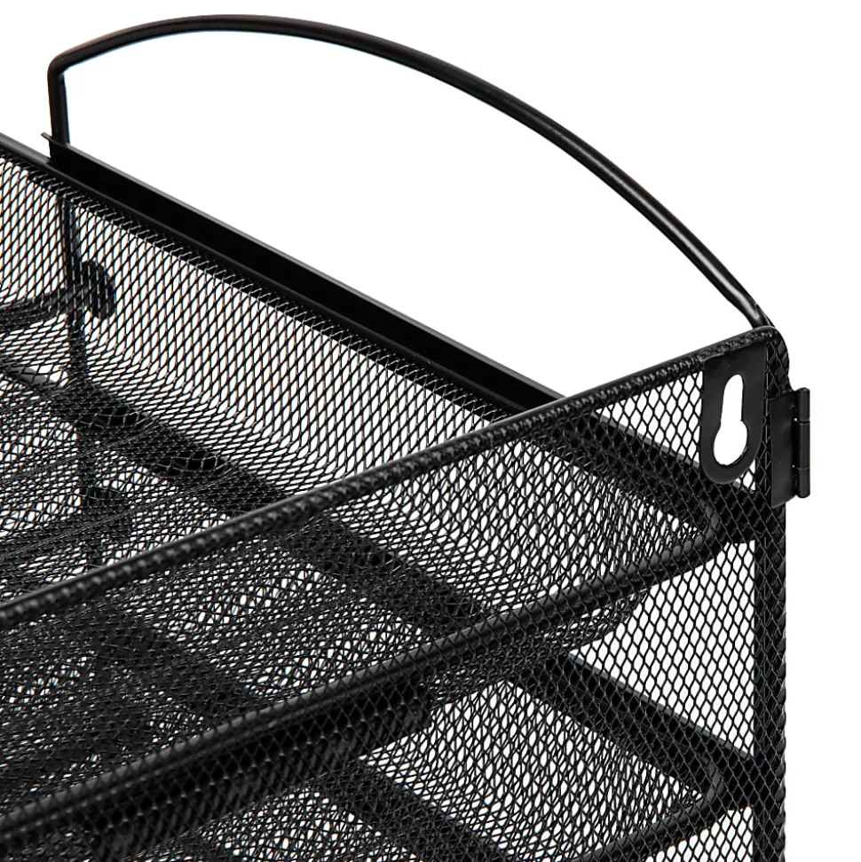 Mind Reader Wall Mountable 4-Tier Paper Tray Desktop Organizer, 11-1/2"H x 14-1/4"W x 11-1/2"D, Black