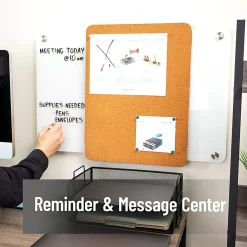 Mind Reader Wall-Mounted Glass Dry-Erase Board With Sliding Corkboard, 28