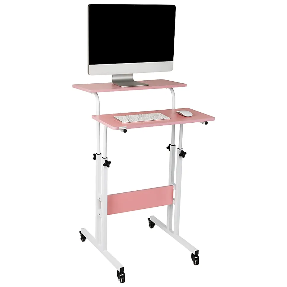 Mind Reader 19.5"W Standing Desk Adjustable Height Laptop Workstation, Pink