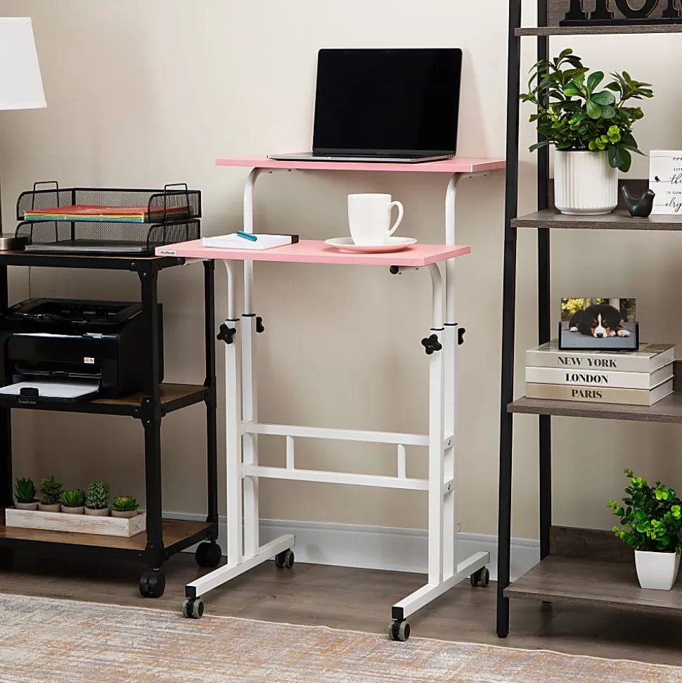 Mind Reader 19.5"W Standing Desk Adjustable Height Laptop Workstation, Pink