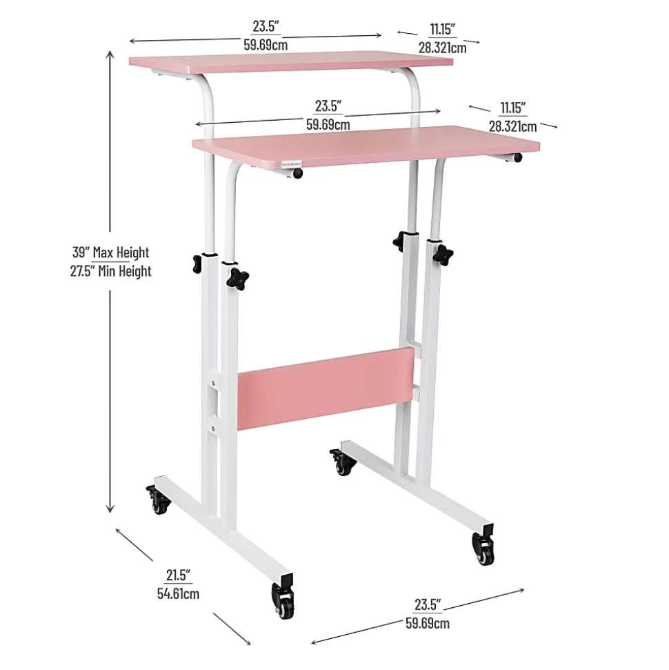 Mind Reader 19.5"W Standing Desk Adjustable Height Laptop Workstation, Pink