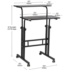 Mind Reader 19.5"W Standing Desk Adjustable Height Laptop Workstation, Black