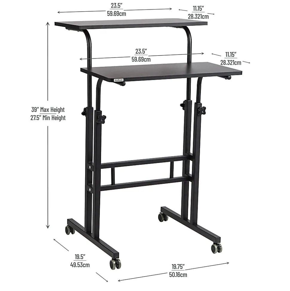 Mind Reader 19.5"W Standing Desk Adjustable Height Laptop Workstation, Black