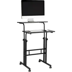 Mind Reader 19.5"W Standing Desk Adjustable Height Laptop Workstation, Black