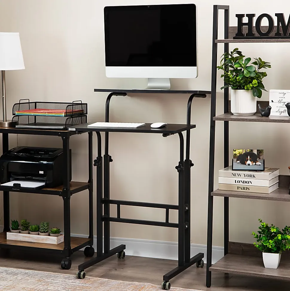 Mind Reader 19.5"W Standing Desk Adjustable Height Laptop Workstation, Black