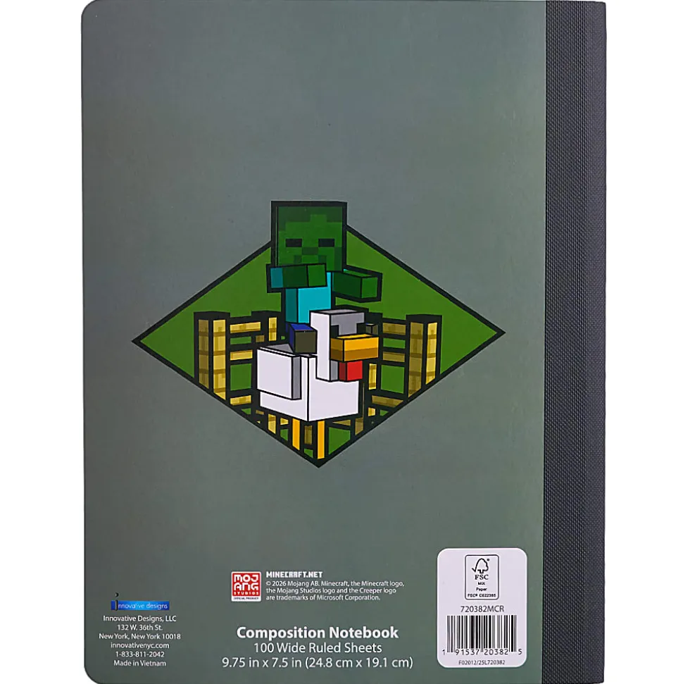 Minecraft Licensed Wide Ruled Composition Notebook, 9.5" x 7.25", 100 Sheets, Quantity 1