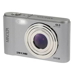 Minolta MND20 44-Megapixel HD 16x Zoom Digital Camera With 2.7K Quad Lens, Silver