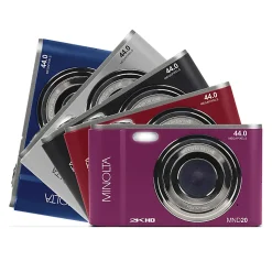 Minolta MND20 44-Megapixel HD 16x Zoom Digital Camera With 2.7K Quad Lens, Silver