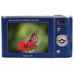 Minolta MND20 44-Megapixel HD 16x Zoom Digital Camera With 2.7K Quad Lens, Blue