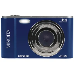 Minolta MND20 44-Megapixel HD 16x Zoom Digital Camera With 2.7K Quad Lens, Blue