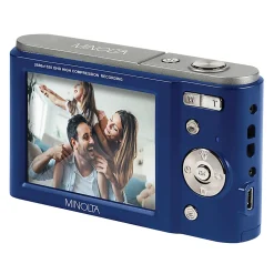 Minolta MND20 44-Megapixel HD 16x Zoom Digital Camera With 2.7K Quad Lens, Blue