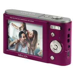 Minolta MND20 44-Megapixel HD 16x Zoom Digital Camera With 2.7K Quad Lens, Magenta
