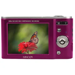 Minolta MND20 44-Megapixel HD 16x Zoom Digital Camera With 2.7K Quad Lens, Magenta
