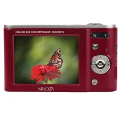 Minolta MND20 44-Megapixel HD 16x Zoom Digital Camera With 2.7K Quad Lens, Red