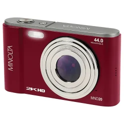 Minolta MND20 44-Megapixel HD 16x Zoom Digital Camera With 2.7K Quad Lens, Red