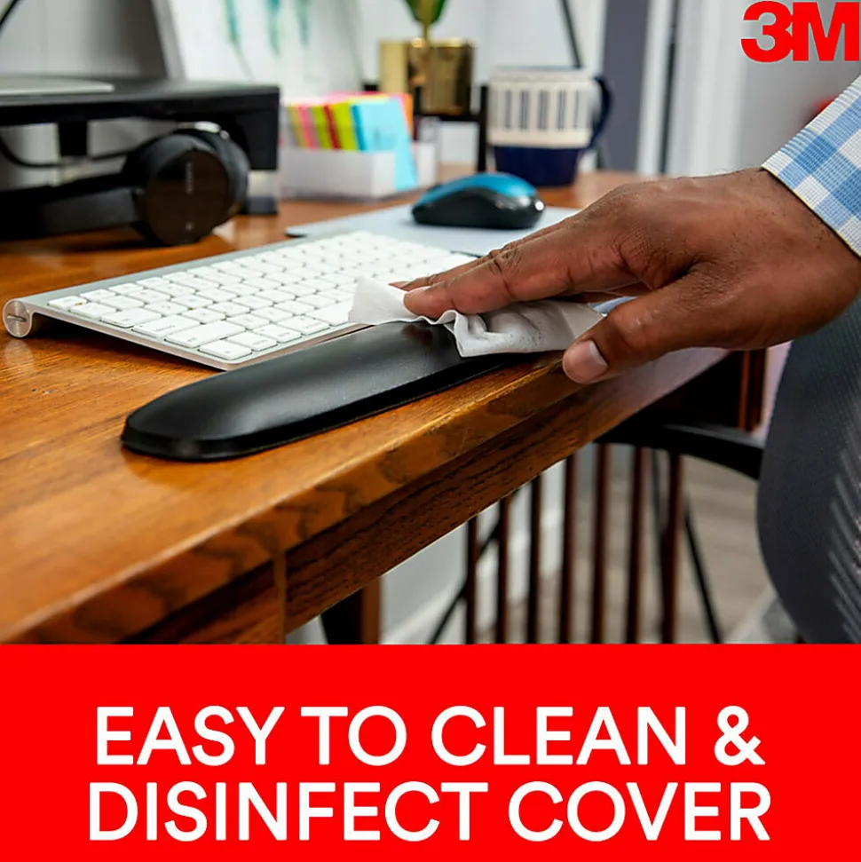 3M™ Large Gel Wrist Rest For Keyboards, 19"H x 0.8"W x 2.8"D, Black