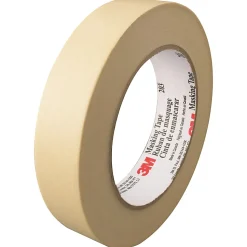 3M™ 203 Masking Tape, 3" Core, 1" x 180', Natural, Pack Of 36