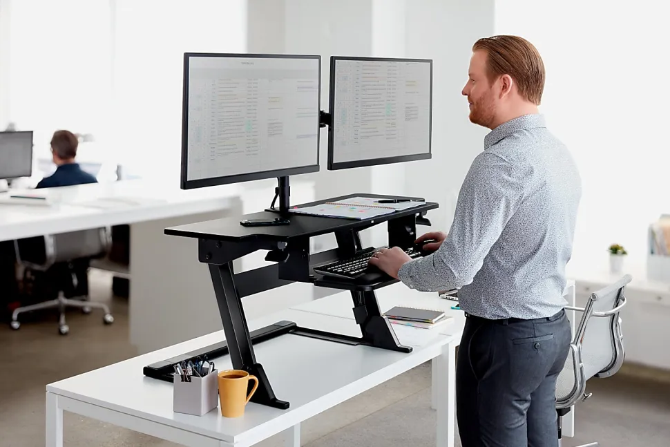3M™ MM200B Dual Monitor Mount, 24"H x 33"W x 5"D, Black