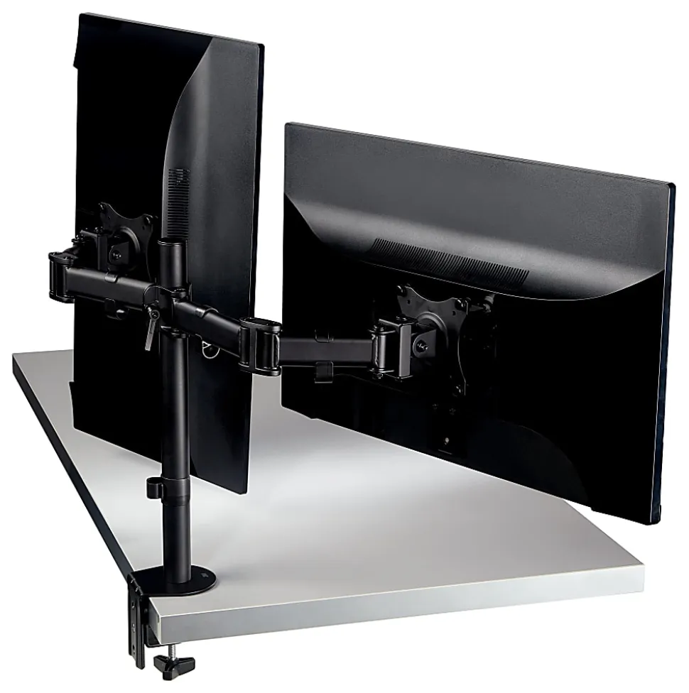 3M™ MM200B Dual Monitor Mount, 24"H x 33"W x 5"D, Black