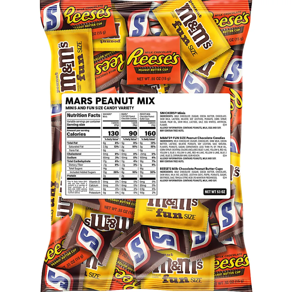 M&M's Peanut, Snickers And Reese's Minis Candy Variety Mix, 53 Oz, Total Qty 1