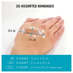 3M™ Nexcare™ Waterproof Bandages, Assorted Sizes, Box Of 20