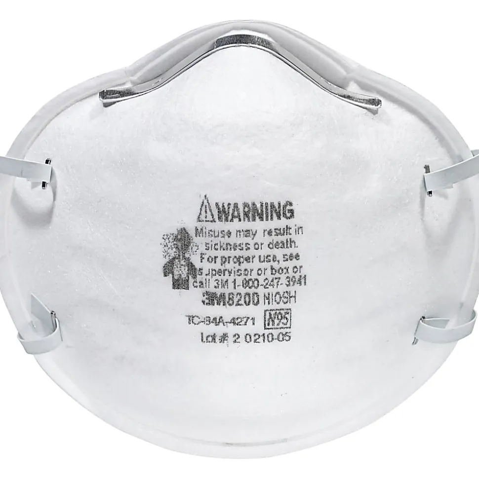 3M N95 Particulate Respirator 8200 Mask, White , Box Of 20