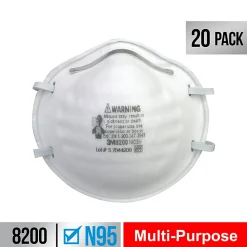 3M™ 8200 N95 Sanding and Fiberglass Respirator, White, 8200H20-DC, Pack of 20