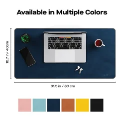 Mobile Pixels PU Leather Desk Mat, 31-1/2" x 15-3/4", Set Sail Blue
