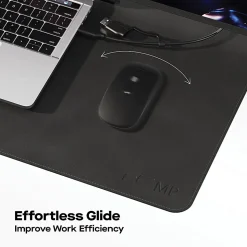 Mobile Pixels PU Leather Desk Mat, 31-1.2" x 15-3/4", Graphite Black