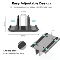 Mobile Pixels Vertical Laptop Stand, 6-3/4”H x 4-1/2”W x 2-1/2”D, Black