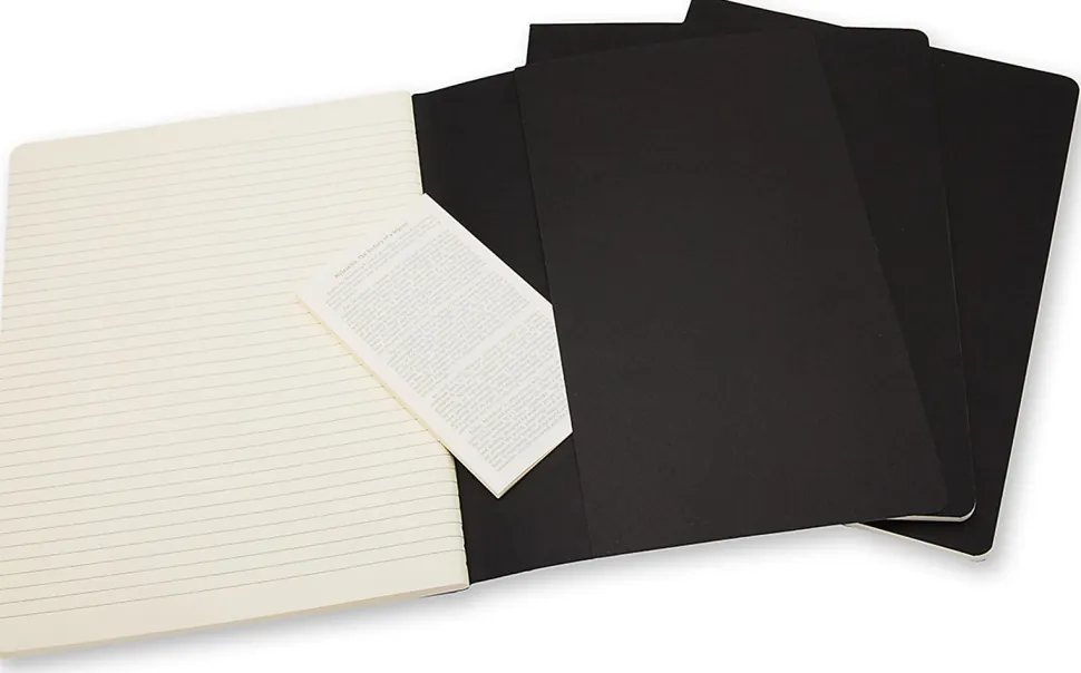 Moleskine Cahier Journals, Extra Large, 7.5" x 10", Ruled, 120 Pages, Black, Set Of 3 Journals