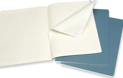 Moleskine Cahier Journals, Extra Large, 7.5" x 10", Ruled, 120 Pages, Brisk Blue, Set Of 3 Journals