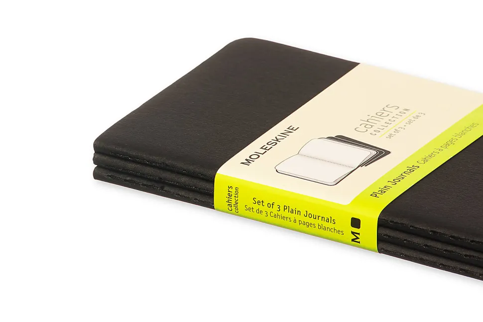 Moleskine Cahier Journals, 3-1/2" x 5-1/2", Black, Set of 3 Journals