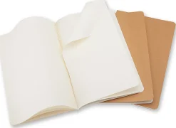Moleskine Cahier Journals, 3-1/2" x 5-1/2", Plain, 64 Pages (32 Sheets), Kraft Brown, Set Of 3 Journals