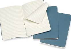Moleskine Cahier Journals, 3-1/2" x 5-1/2", Ruled, 64 Pages (32 Sheets), Brisk Blue, Set Of 3 Journals