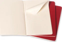 Moleskine Cahier Journals, 5" x 8-1/4", Ruled, 80 Pages, Cranberry Red, Set Of 3 Journals