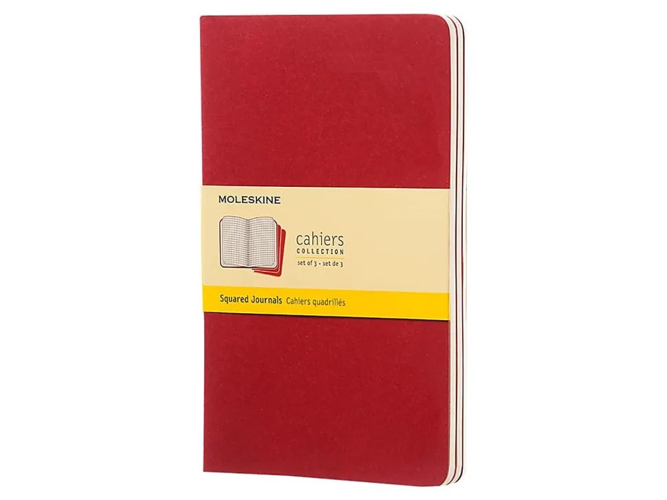 Moleskine Cahier Journals, 5" x 8-1/4", Ruled, 80 Pages, Cranberry Red, Set Of 3 Journals