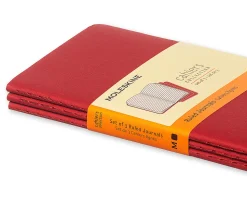 Moleskine Cahier Journals, 3-1/2" x 5-1/2", Ruled, 64 Pages, Cranberry Red, Set Of 3 Journals