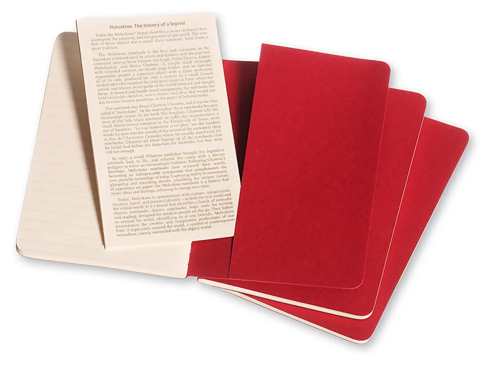 Moleskine Cahier Journals, 3-1/2" x 5-1/2", Ruled, 64 Pages, Cranberry Red, Set Of 3 Journals