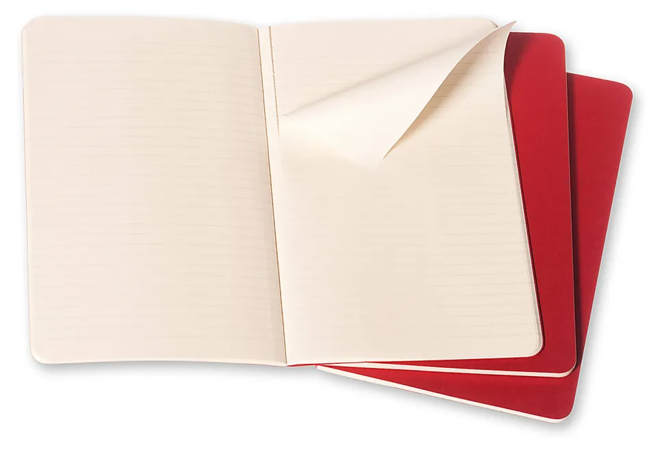 Moleskine Cahier Journals, 3-1/2" x 5-1/2", Ruled, 64 Pages, Cranberry Red, Set Of 3 Journals