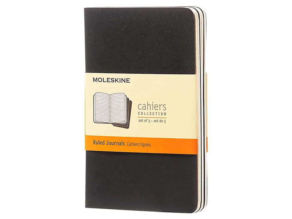 Moleskine Cahier Journals, 3-1/2" x 5-1/2", Ruled, 64 Pages, Black, Set Of 3 Journals