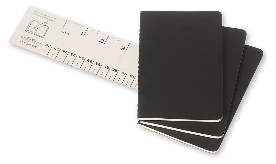Moleskine Cahier Journals, 3-1/2" x 5-1/2", Ruled, 64 Pages, Black, Set Of 3 Journals