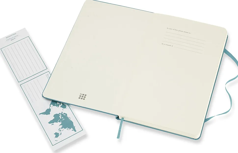 Moleskine Classic Hard Cover Notebook, 5" x 8-1/4", Ruled, 240 Pages, Reef Blue